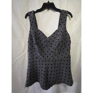 Torrid Polka Dot Peplum Blouse Plus Size 0 Gray Black Sleeveless 10174876